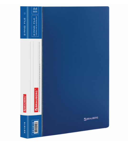 Папка на 2 кольцах BRAUBERG Стандарт, 25мм, синяя, до 170 листов, 0,8мм, 221615 фото