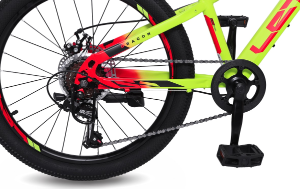 (м) Велосипед детский LETO 22"DRAGON, сталь, рама 11", 6-ск, лайм фото