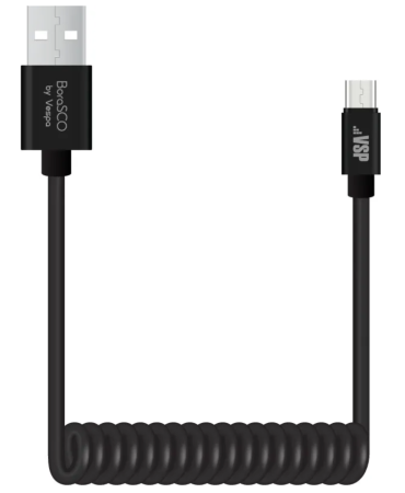 Кабель USB - MicroUSB BORASCO 2м, витой, черный (20549) фото