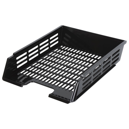 Лоток горизонтальный для бумаг BRAUBERG "Basic",А4 (360х270х75 мм), с пазами,сетчатый,черный,237011 фото