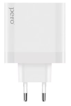 Сетевое зарядное устройство PERO TC17  USB-A QC 3.0 + USB-C PD + USB-C PD 65W белый ТС17W фото