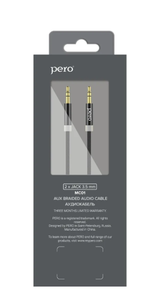 Аудио-кабель PERO MC-01 2x3.5 JACK, 1м, Black фото