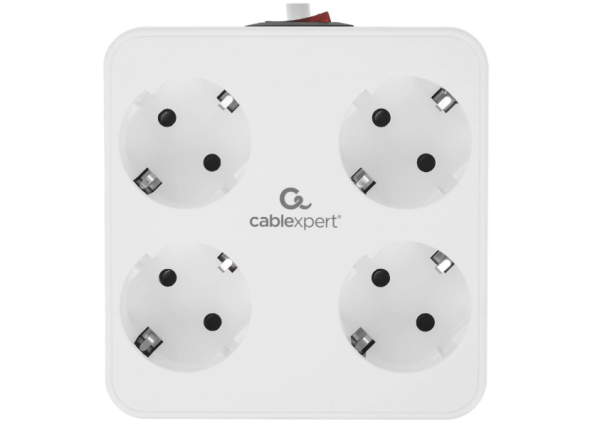 Сетевой фильтр Cablexpert Plate PLT-4-C2U2-W-2 белый (4 розетки + 2 USB-A + 2xType-C)  фото