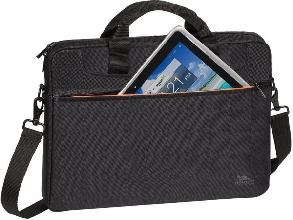 Сумка для ноутбука 15.6" Riva 8033 черный/оранжевый фото