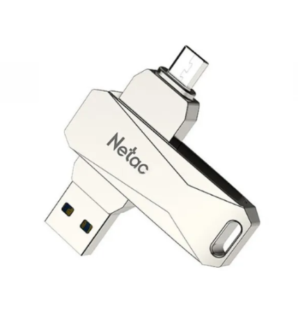 USB флеш-накопитель 32GB Netac U381 Dual, USB + MicroUSB, серебро USB 3.0 NT03U381B-032G-30PN фото