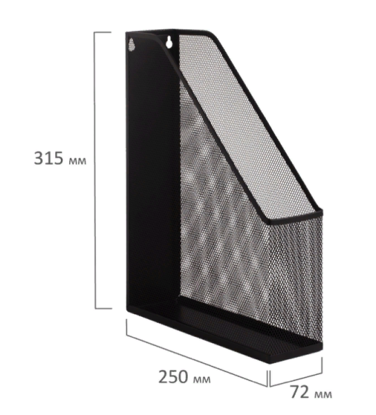 Лоток вертикальный для бумаг BRAUBERG "Germanium" (250х72х315 мм), металлический , черный, 231948 фото