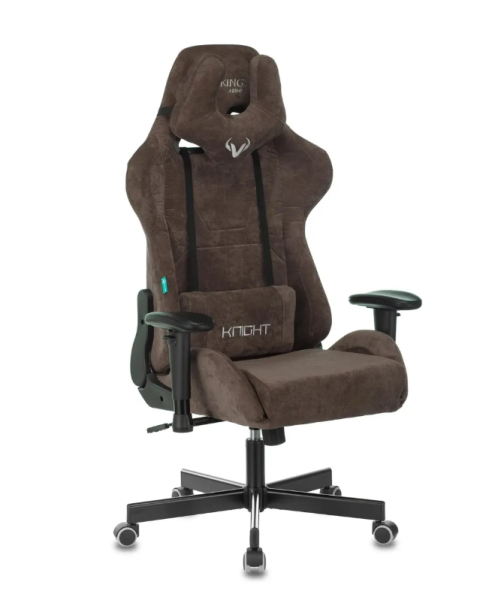 Кресло игровое Zombie VIKING KNIGHT Fabric темно-коричневый Light-10 с подголов. крестов. металл VIK фото