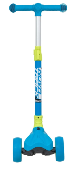 Самокат-кикборд NOVATRACK 120PROB.RAINBOW.BL20 складной механизм на руле, широкие свет.колеса PU пер фото