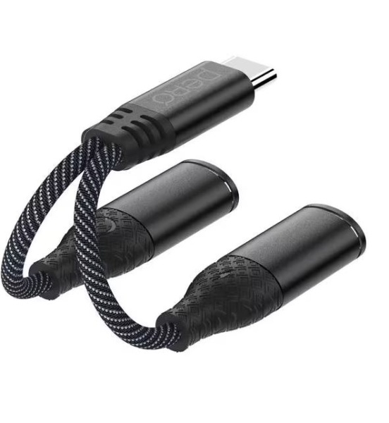 Адаптер PERO AD11 TYPE-C -USB-C/MINI JACK 3.5 черный PRAD11BK фото