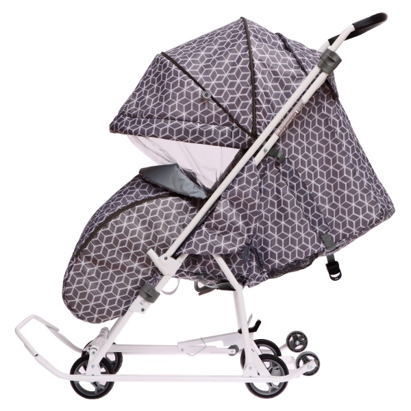 Санки-коляска Ника Наши детки 3-1К с ромбиками серый НДТ3-1К/4 фото