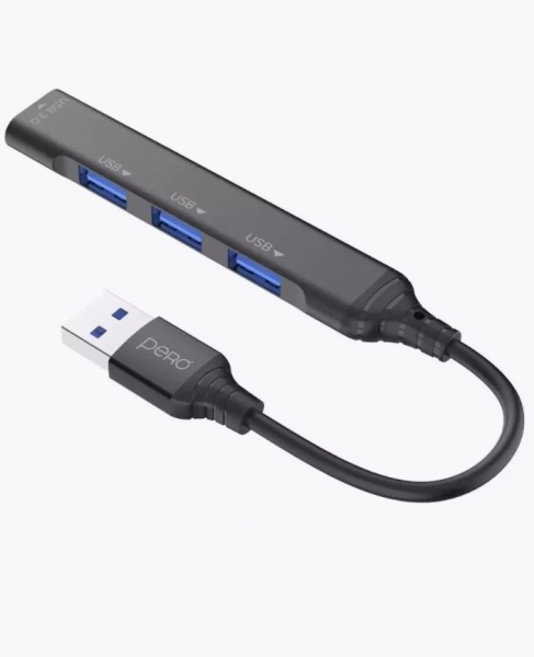 Хаб USB 3.0 PERO MH01 USB-A - USB 3.0+USB 2.0+USB 2.0+USB 2.0, серый MH01GR фото