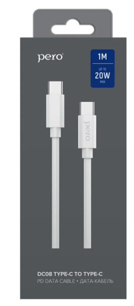 Кабель Type-C - Type-C PERO DC-08 1м белый PRDC-08TT1MW фото