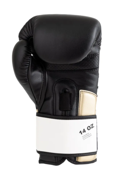 Перчатки боксерские Clinch Pro NF черно-бело-золотые (вес 10 унций) C185 фото