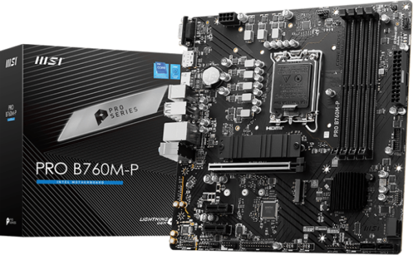 Материнская плата MB MSI PRO B760M-P <S-1700 Intel B760 4xDDR5 mATX AC`97 8ch(7.1) GbLAN+VGA+HDMI+DP фото