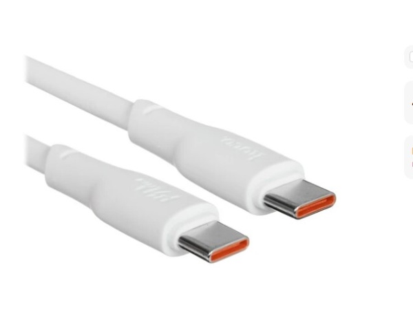 Кабель Type-C - Type-C HOCO X93 240W USB 5.0A PD 240W 1м белый (6931474790736) фото