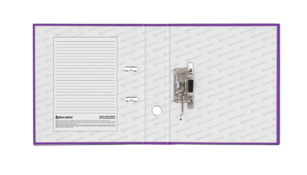 Папка-регистратор BRAUBERG с покрытием из ПВХ, 80 мм, с уголком, фиолет. (удв. срок службы), 227200 фото
