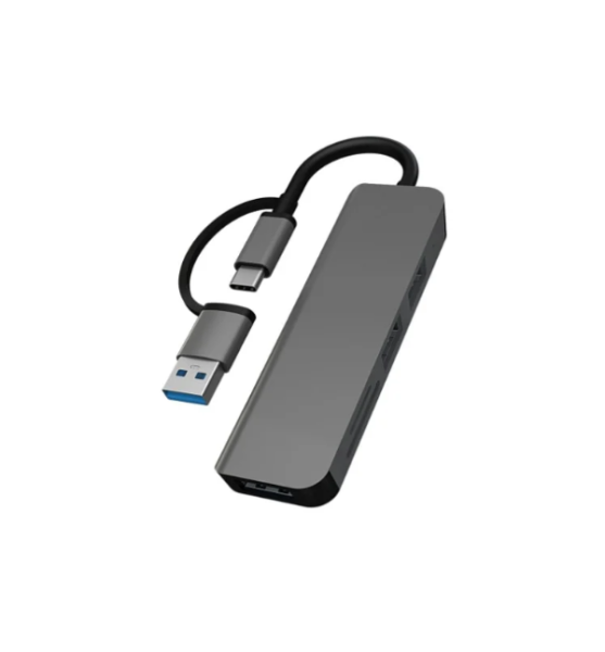 Хаб USB 3.0 PERO MH05, USB-С/USB-A TO SD + TF + USB 3.0 + 2xUSB 2.0, серый,MH05GR фото