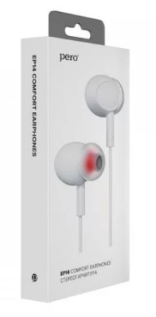 Наушники с микрофоном PERO EP14 белый EP14WH фото