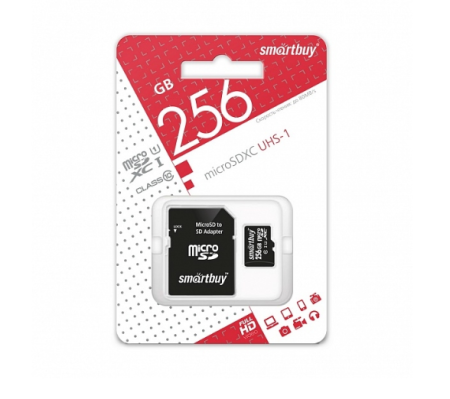 Карта памяти MicroSD 256GB SMARTBUY Class 10 UHS-1 (SB256GBSDCL10-01) + адаптер фото