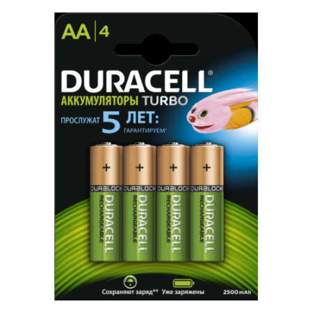 Акк-ры  АА,  4 шт. 2400 mAh, DURACELL HR6-4BL фото