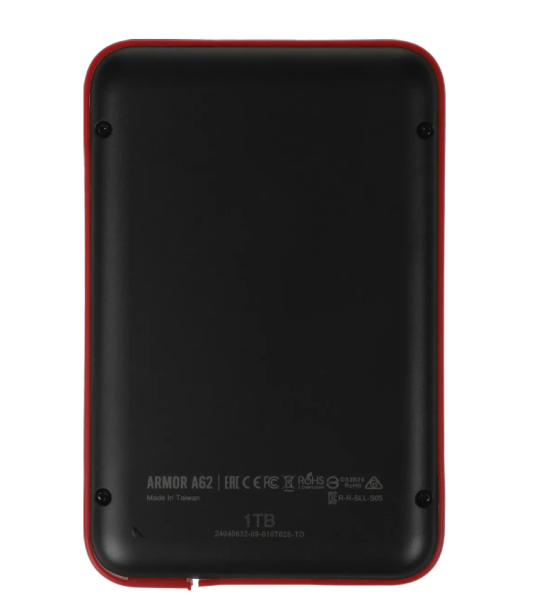 Внешний жесткий диск Siliсon Power USB 3.1 1Tb  A62S Armor SP010TBPHD62SS3K 2.5" чёрный/красный фото