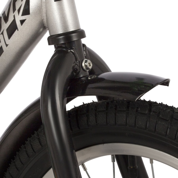 (м) Велосипед детский NOVATRACK 16"163VECTOR.SL22 серебристый, тормоз нож, крылья, багажник, полная  фото