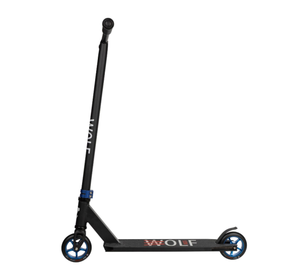 Самокат трюковый NOVATRACK 110A.WOLF.BBL26 Wolf 40, 110 мм, черный с синим фото