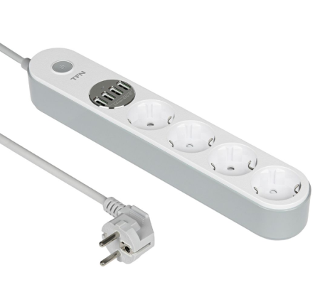 Сетевой фильтр TFN POWER 6 белый (4 розетки + 4 USB-A) (TFN-POWER6WH) фото