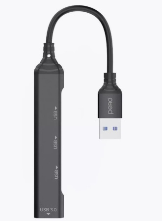 Хаб USB 3.0 PERO MH01 USB-A - USB 3.0+USB 2.0+USB 2.0+USB 2.0, серый MH01GR фото
