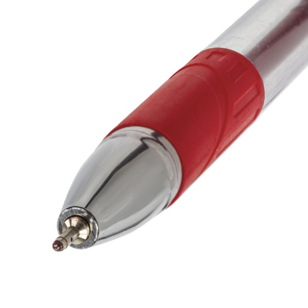 Ручка шариковая масляная с грипом BRAUBERG "Max-Oil", КРАСНАЯ, игольчатый узел 0,7 мм, линия письма  фото