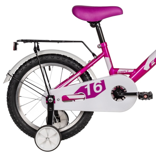 (м) Велосипед детский FOXX 16"164SIMPLE.PN5  розовый, сталь, тормоз нож, крылья, багажник, полная за фото
