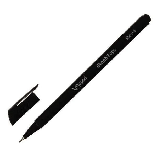 Ручка капиллярная (линер) MAPED (Франция) Graph' Peps, ЧЕРНАЯ, трехгранная, линия 0,4мм, 749111 фото
