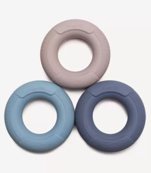 Эспандеры кистевые STARFIT ES-406 кольцо, силикагель, d=8,8 см, 15, 20, 25 кг, 3 шт. фото