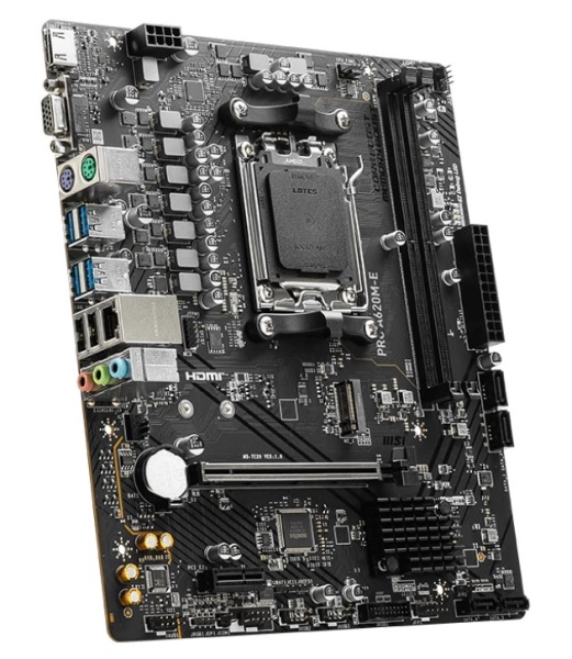 Материнская плата MSI PRO A620M-E <Soc-AM5 AMD A620 DDR5 mATX AC`97 8ch(7.1) GbLAN RAID+VGA+HDMI> фото