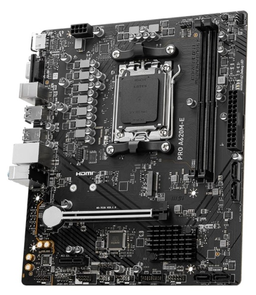 Материнская плата MSI PRO A620M-E <Soc-AM5 AMD A620 DDR5 mATX AC`97 8ch(7.1) GbLAN RAID+VGA+HDMI> фото