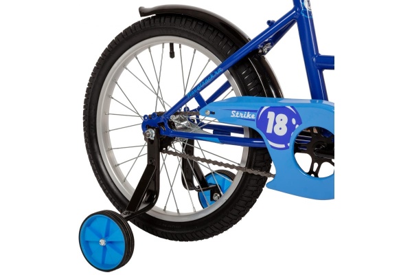 (м) Велосипед детский NOVATRACK 18"183STRIKE.BL22 синий, тормоз нож, крылья корот, защита А-тип фото
