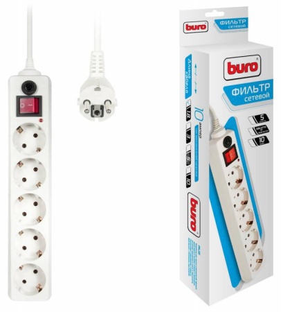 Сетевой фильтр Buro 500SH-1.8-W 1.8м (5 розеток) белый фото