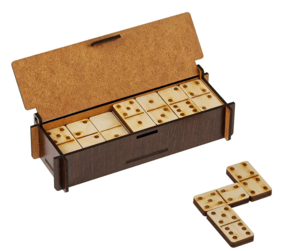 Игра настольная Домино, ТРИ СОВЫ, фанера, шкатулка из ХДФ фото