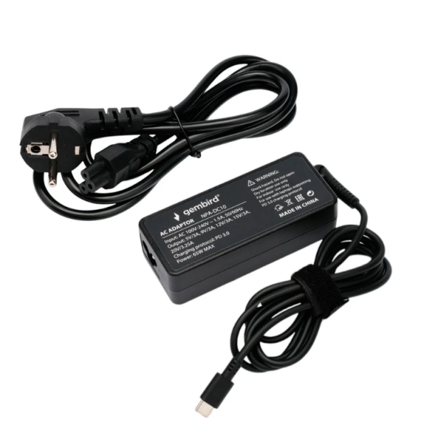 Адаптер AC Gembird NPA-DC10 PD3.0, 65Вт, Type-C фото