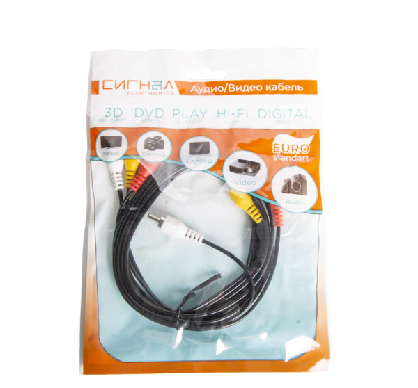 Кабель СИГНАЛ (33150) 3RCA-3RCA 1,5 м фото