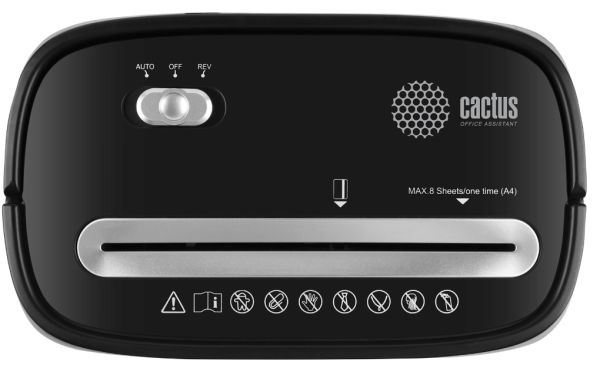 Шредер Cactus CS-SH-P4 черный (секр.P-4)/фрагменты/8лист./15лтр./скрепки/скобы/пл.карты  купить ЦИТ Шредер Cactus CS-SH-P4 черный (секр.P-4)/фрагменты/8лист./15лтр./скрепки/скобы/пл.карты  фото