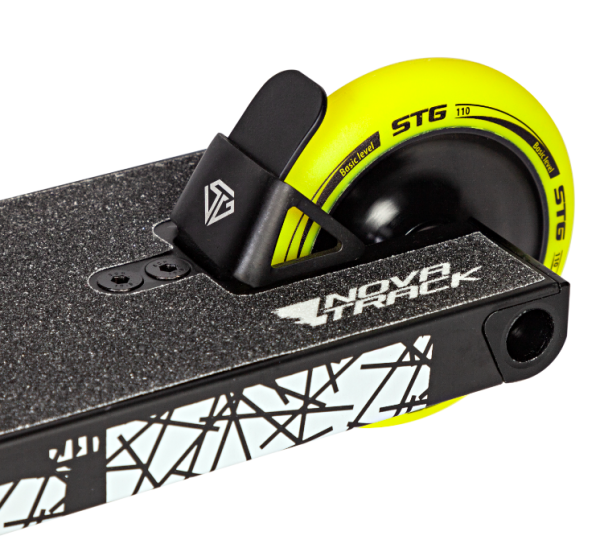 Самокат трюковый NOVATRACK 100A.CROW10.BK24 Crow 10, 100 мм, SCS, алюминий, черный с зеленым фото