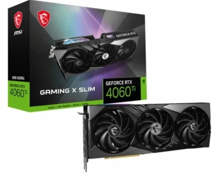 Видеокарта PCI-E 8Gb MSI NV RTX 4060 Ti GAMING X SLIM 8G RTX 4060TI 128bit GDDR6 2670/18000 HDMI/DP/ фото