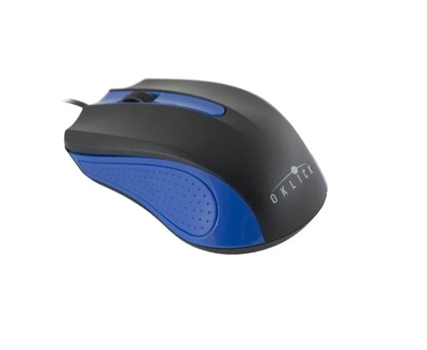 Мышь Oklick 225M черный/синий оптическая (1200dpi) USB  фото