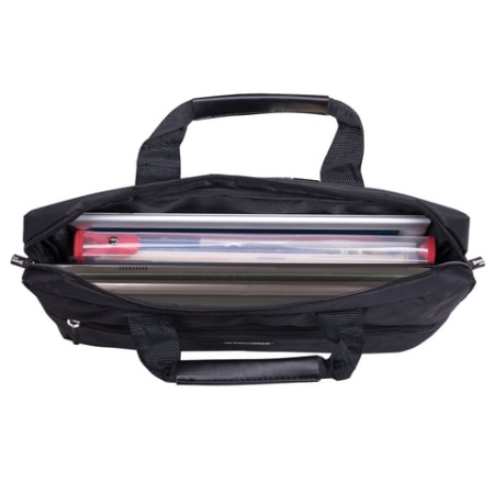 Сумка портфель BRAUBERG PRACTICAL с отд. для ноутбука 15,6", Grey line, черная, 29х40х7 см, 272604 фото