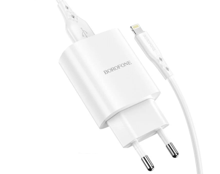 Зарядное устройство Borofone BN1 белый + кабель lightning  (6931474741103) фото