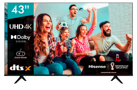 Телевизор LED Hisense 43" 43A6BG Ultra HD/60Hz/DVB-T/DVB-T2/DVB-C/DVB-S/DVB-S2/WiFi/Smart TV фото