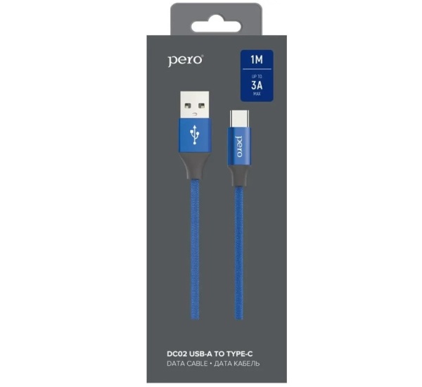 Кабель USB - Type-C PERO DC-02 1м синий (PRDC-02TC1MBL) фото