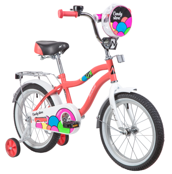 (м) Велосипед детский NOVATRACK 16"165CANDY.CRL23  коралловый, полная защита цепи, тормоз ножной, су фото