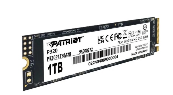 Накопитель SSD 1Tb M.2 2280 Patriot P320 3000/2200 NVMe PCIEx4 (P320P1TBM28) фото